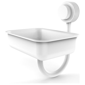 Venus Wall Mount Soap Dish With Groovy Accents, Matte White