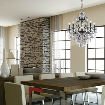 Filmore Collection 6-Light 23" Vibrant Bronze Chandelier with Clear Hand Cut Cry