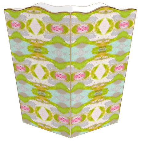 WB527LP-Laura Park Sweet Pea Wastepaper Basket, Scalloped Top