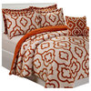 Jacquard Sherpa 6 Piece Bed Spread Set, Burnt Orange, Queen