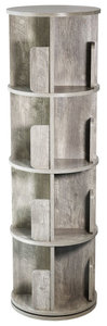 4-Shelf 51.57 in Tall Revolving Bookcases, Whitewashed Gray
