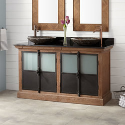 60" GARTON OAK DOUBLE VESSEL SINK VANITY - OAK - Bathroom Vanities And Sink Consoles