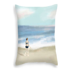 Blue and Beige Coastal Beach Throw Pillows - Decorative Pillows