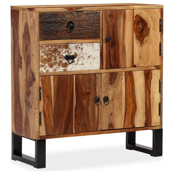 vidaXL Solid Wood Sheesham Sideboard 27.6"x31.5" Storage Side Cabinet Commode