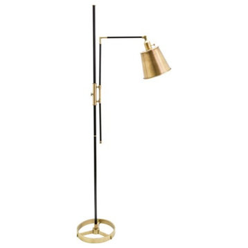House of Troy Morgan M601-BLKAB 1 Light Floor Lamp in Black with Antique Brass