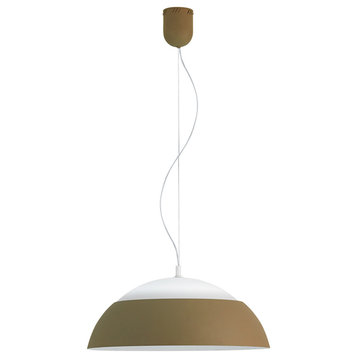 Marghera LED 26" Dome Pendant, Taupe Outer/White Inner