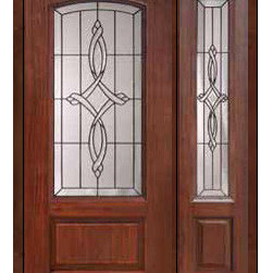 Prehung Sidelite Door 80 Fiberglass Marsais 1 Panel Arch Lite Glass - Front Doors