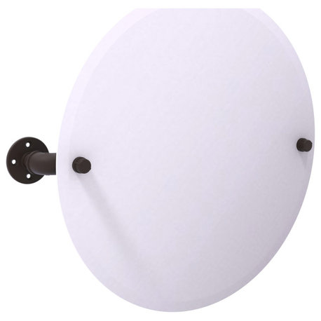 Pipeline Frameless Round Wall Mounted Tilt Mirror, Oil Rubbed Bronze