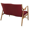 Modern Contemporary Upholstered Loveseat, Red Fabric