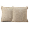 Linen Tan Yarn Dyed Faux Raw Textured Silk Cushion Cover, Pair, 18"x18"