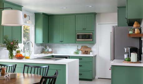 Kitchen Tour: Rich Green Cabinets Transform a Tired Scheme
