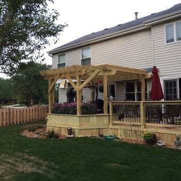 Wood Deck Design with Pergola in Libertyville, IL