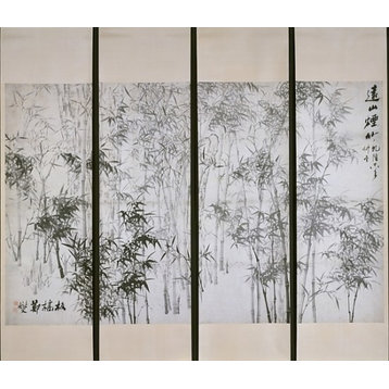 Misty Bamboo On A Distant Mountain Print