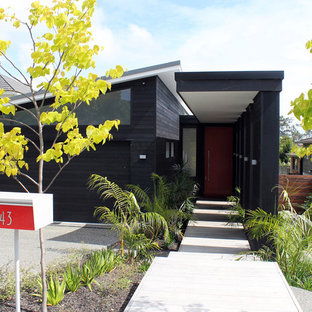 Einstöckiges, Schwarzes Modernes Haus in Auckland