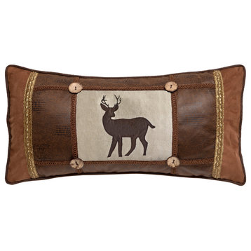 Framed Buck Rustic Cabin Throw Pillow, Insert Included, 14"x26"