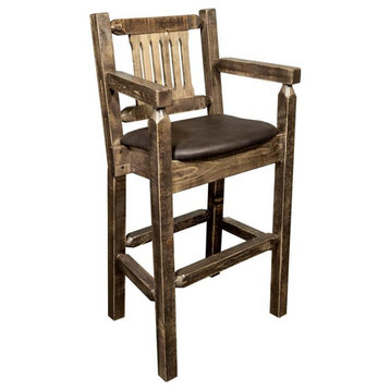 Montana Woodworks Homestead 24" Solid Wood Captain's Barstool in Brown