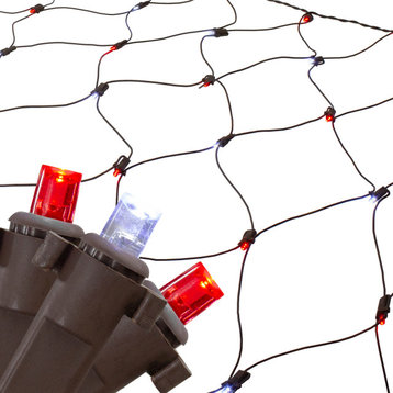 4'x6' Red and White Micro LED Net Style Christmas Lights Brown Wire