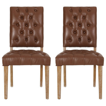 Welby Tufted Dining Chairs, Set of 2, Cognac and Natural
