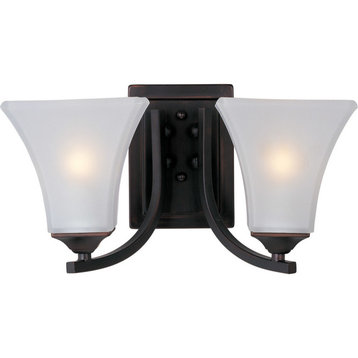 Aurora 2-Light Bath Vanity, Oil Rubbed Bronze With Frosted Glass/Shade