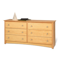 Prepac Sonoma 6-Drawer Double Dresser in Maple - Dressers