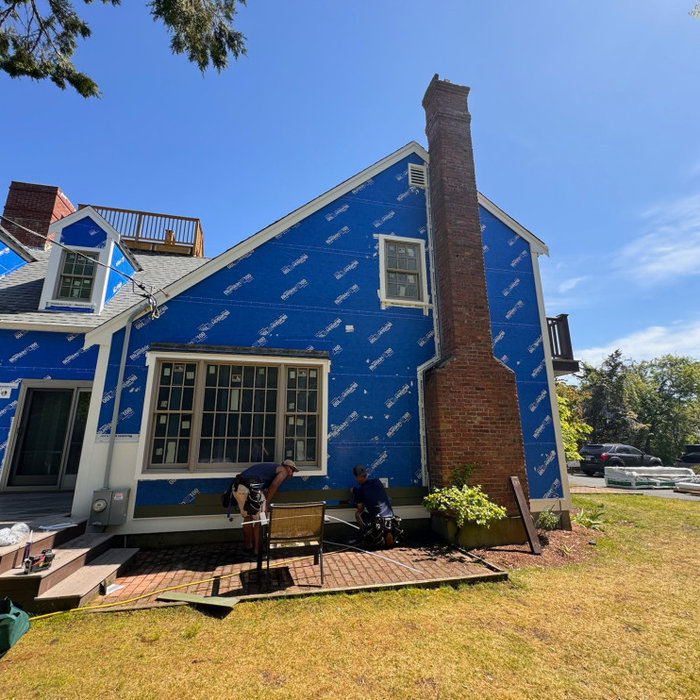 A house being repainted