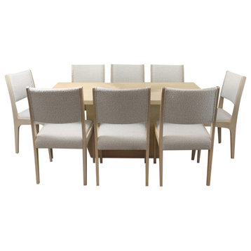 Flagstaff 9-Piece 72" Dining Set With 8 Ash Boucle Chairs In Ivory