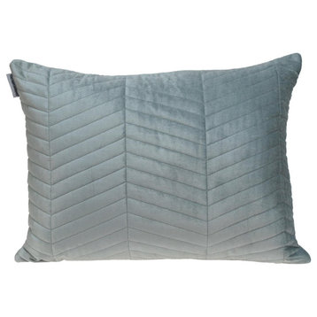 Gray Quilted Velvet Zig Zag Decorative Lumbar Pillow