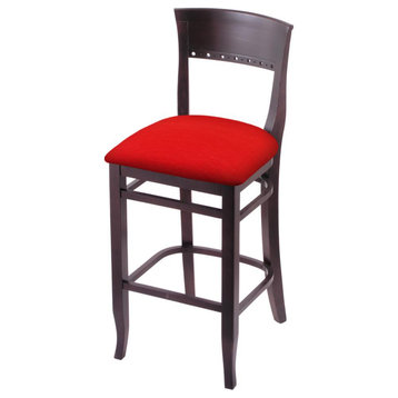 3160 25 Bar Stool with Dark Cherry Finish and Canter Red Seat