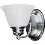 Maxim Lighting International - Malaga 1-Light Wall Sconce, Satin Nickel, Marble - Create a welcoming space with the Malaga Wall Sconce. This 1-light wall sconce is finished in satin nickel with marble glass shades and shines to illuminate your living space. Hang this sconce with another (sold separately) to frame your mantel or a doorway.