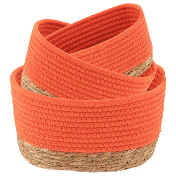 Vibrant Orange Cotton Storage Baskets Organizer Padang Bins Stackable