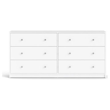 Portland 6 Drawer Double Dresser, White
