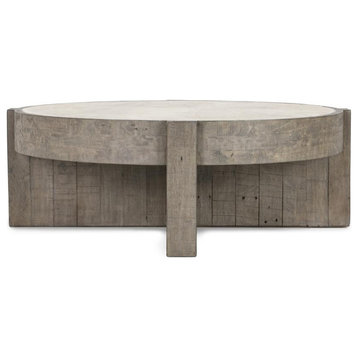 Sonoma 52 Round Reclaimed Pine Coffee Table in Distressed Gray