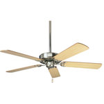 Progress Lighting - Progress Air Pro 52" 5-Blade Ceiling Fan P250066-009, Brushed Nickel - This 52" 5-Blade Ceiling Fan from Progress Lighting has a finish of Brushed Nickel and fits in well with any Transitional style decor.