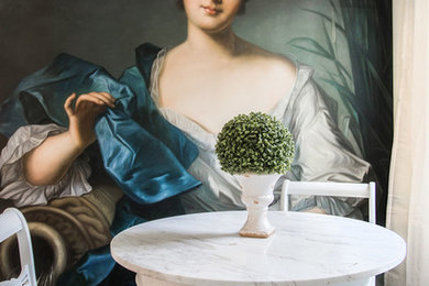 Cottage chic dining room photo in Miami