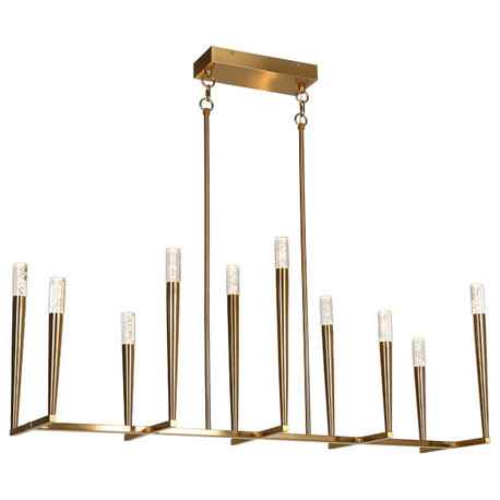 LNC Florescentia 10-Light 43.3" Modern Linear LED Island Light, Brass