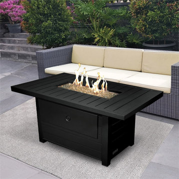 Sunbeam Serenity Modern Style Aluminum Fire Table in Black Finish