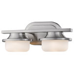 Z-Lite - Optum 2 Light Bathroom Vanity Light in Brushed Nickel - The Optum collection vanity fixtures incorporate a transitional vintage industrial style with chic contemporary. Utilizing Z-Lite?s new long-lasting, replaceble LED technology, these fixtures provide energy efficiency while delivering optimum illumination. Matte Opal glass is paired with optional Brushed Nickel or Chrome finishes creating a clean design.
