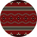American Dakota - Big Chief Rug, Red, 8'x8' Round, Round - Historical cues makes this rug a timeless floor cloth.  Available in six sizes.  Made in America!