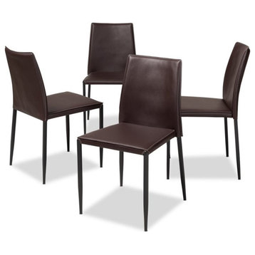 Baxton Studio Pascha Faux Leather Dining Chair in Brown (Set of 4)