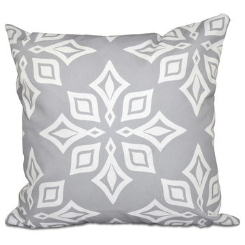 Beach Star, Geometric Print Pillow, Gray, 18"x18"
