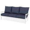 Polywood Braxton Deep Seating Sofa, White/Spectrum Indigo