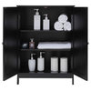 Black Bathroom Floor Storage Cabinet with 2 Shelf