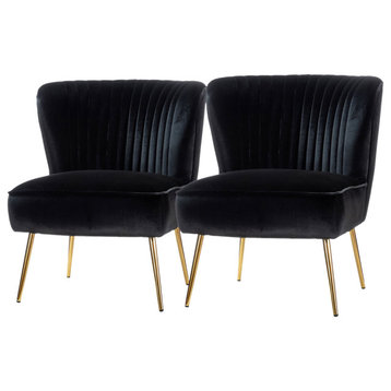 Upholstered Side Chair, Set of 2, Black