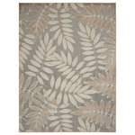 Nourison - Nourison Aloha 7'10" x 10'6" Natural Tropical Area Rug - A cheerful and charming oversized leaf design is a fun, flirty and fashionable way to uplift any environment, especially when presented in complementary hues of grey, beige, and ivory. This Aloha indoor/outdoor area rug from Nourison is created from premium stain-resistant fibers for long wear, low maintenance, and a splendid texture.