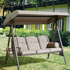 Abba Patio 3-Seat Steel Frame Swing With Adjustable Canopy, Taupe