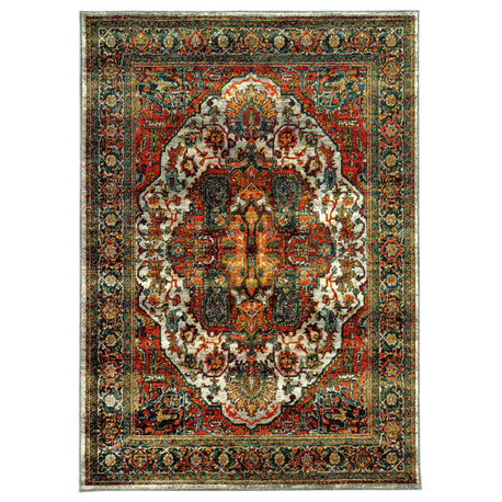 Casa Old World Persian Red and Multi Rug, 5'3"x7'6"