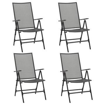 Vidaxl Folding Mesh Chairs, Set of 4, Steel Anthracite