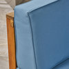 GDF Studio Keith Outdoor 3-Seater Acacia Wood Sectional Sofa Set, Teak/Blue