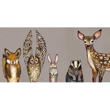 "Forest Animals" Stretched Canvas Art by Eli Halpin, Taupe, 24"x12"