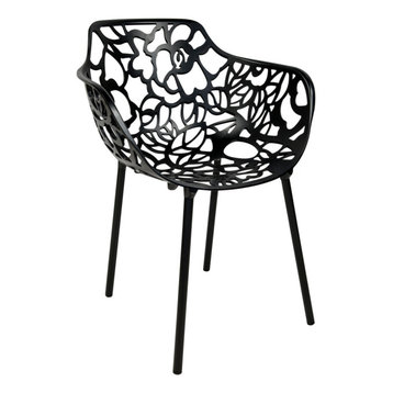 Leisuremod Modern Devon Aluminum Chair With Arm, Black